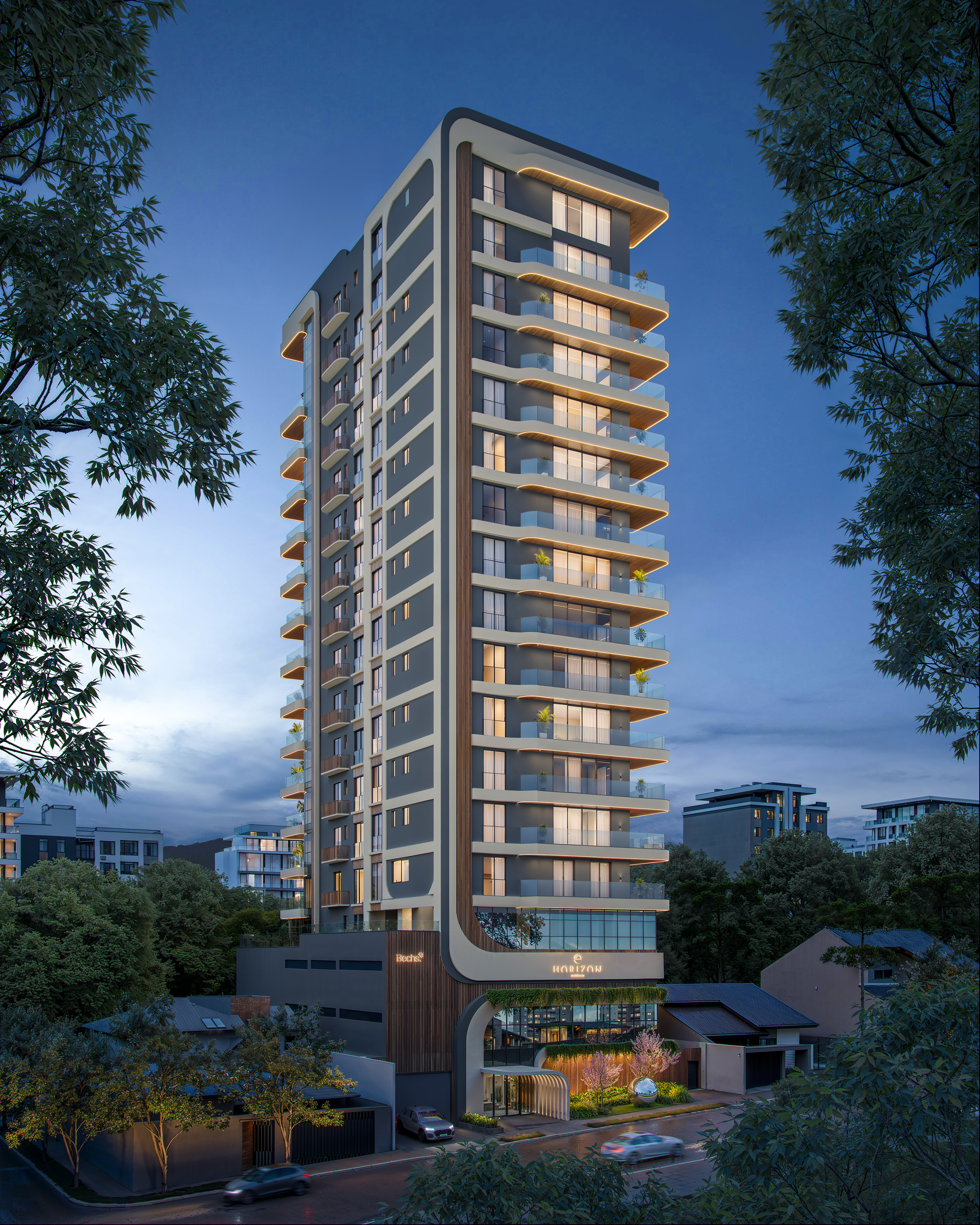 Horizon Residence — torre com árvores